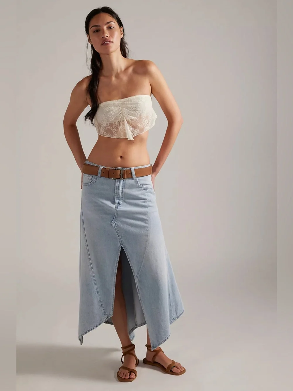 FREE PEOPLE AQUARIUS DENIM MAXI SKIRT